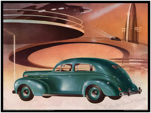 RADEBAUGH, A Great Decorative Print - 1939 Dodge Series - Deco Space Skyscraper- Legendary Futurist Imagineer Arthur Radebaugh - Command Car