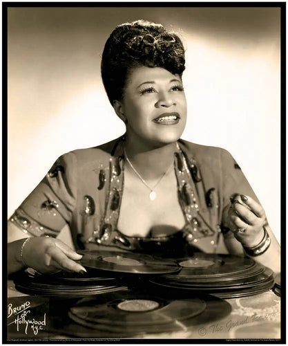 ELLA FITZGERALD  --- The Queen of Jazz --- Amazing Studio Promo Portrait By Bruno Of Hollywood With 78RPM Records Aplenty