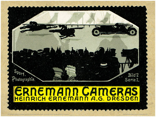 Antique German Print - Ernemann Technical Cameras - Racing