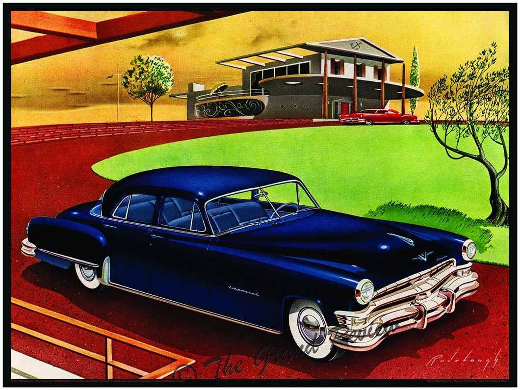 RADEBAUGH - Vintage Futurism Print - 1951 Chrysler With Vincent Kling House Design - Legendary Futurist Imagineer Arthur Radebaugh - Escape!