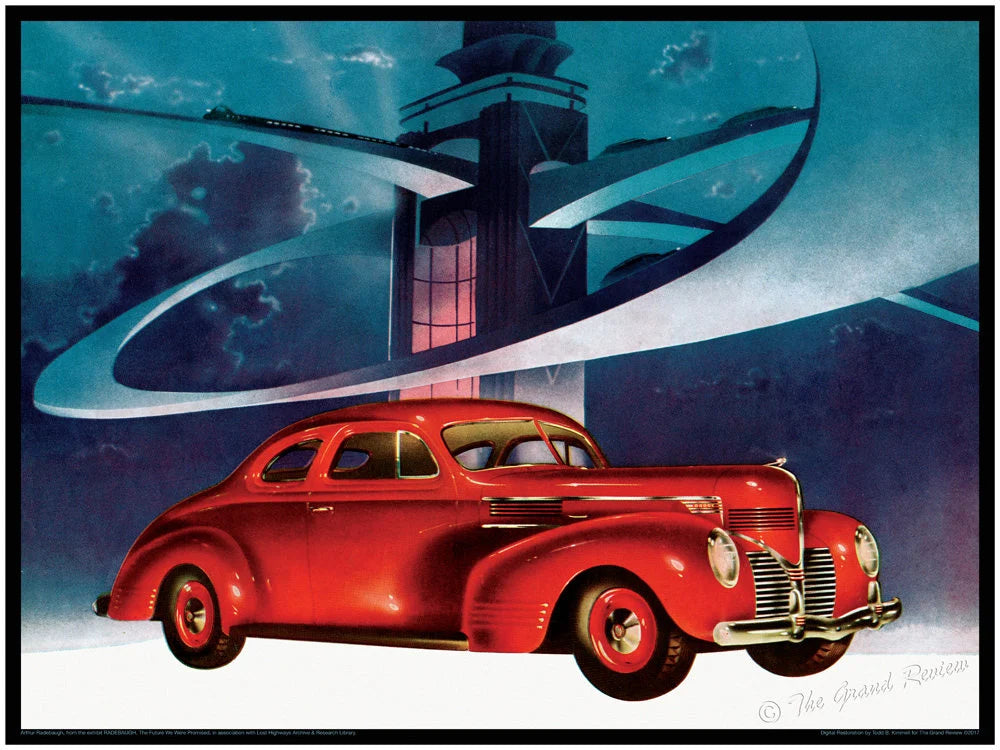 RADEBAUGH, A Great Decorative Print - 1939 Dodge Series - Space SKYWAYS- Legendary Futurist Imagineer Arthur Radebaugh