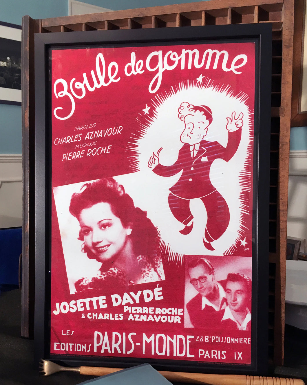 Boule De Gomme - GREAT Cabaret Song By Charles Aznavour / Pierre Roche - Large Art Print From A Digitally Restored Rare, Obscure Music Score