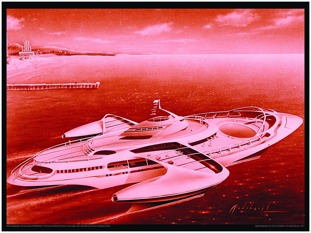 RADEBAUGH, A Great Decorative Print - SUPERMARIONATION!!! - Legendary Futurist Imagineer Arthur Radebaugh - Yacht Of Tomorrow - Space Cruise