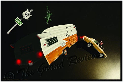 Vintage Shasta Trailer Print!  Lost Highways Meets The Lost Weekenders - ALLIGATOR... LOOK OUT!!!  Large, groovin' wall art print
