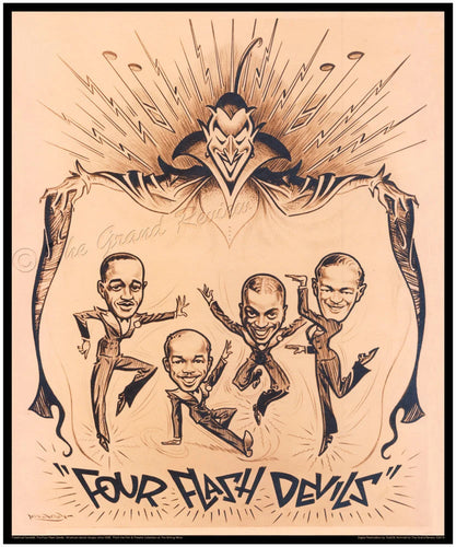 The Four Flash Devils, circa 1930 - Large 20x24 Print, African-American Dancer Troupe, Incredibly Rare British Handbill