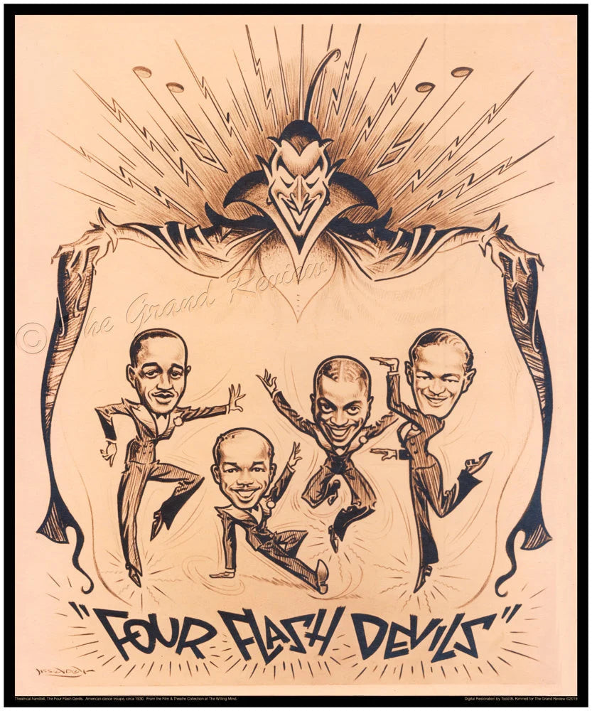The Four Flash Devils, circa 1930 - Large 20x24 Print, African-American Dancer Troupe, Incredibly Rare British Handbill