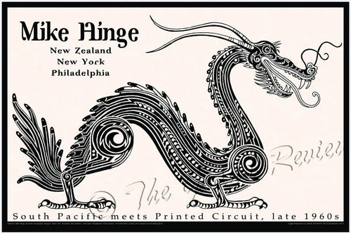 Antique Delaware Mike Hinge - New Zealand / American Illustrator - Print of MAORI TATTOO STYLE Dragon, with amazing techno printed circuits throughout Whale Print - Whale Watching - Burlington New Jersey - Horrible Sea Monster (Copy)