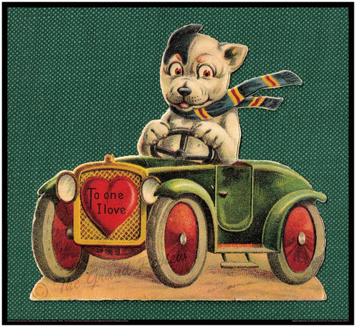 Antique Car Print - Doggie Valentine 1920s - Open Top Roadster - LARGE Print - 24 x 22 - Worthy!!!