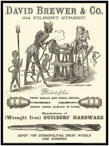 Antique Philadelphia Print - The Devil Grinders - Devils & Cherubs