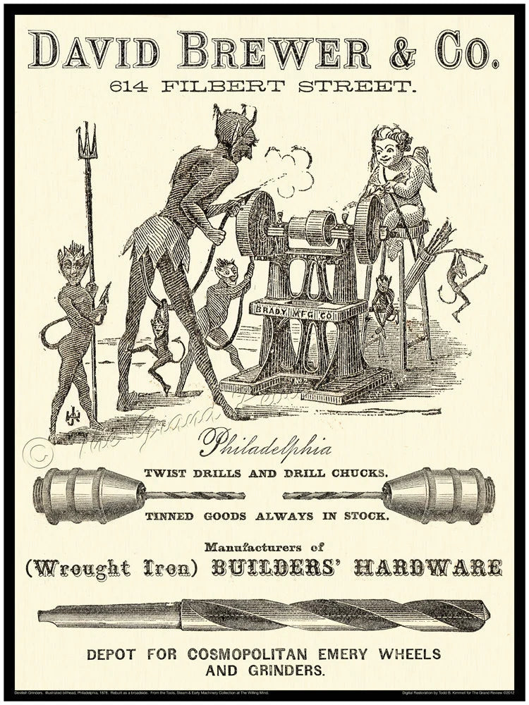 Antique Philadelphia Print - The Devil Grinders - Devils & Cherubs
