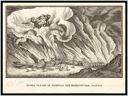Virgil - OVID -Classics Print - Ovidii Metamorphosis - 1641 Classical Latin Edition - The Ship of Aeneas Changed Into Nymphs