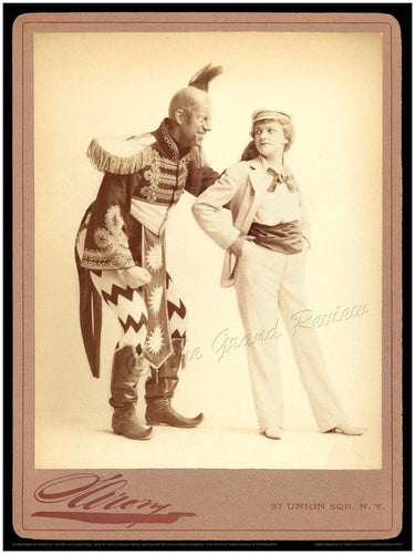 Large Theater History Print - The 1891 Comic Opera WANG - with DeWolf Hopper and Della Fox - Asian Warlord Caricature Meets Navy Drag King