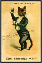 Antique Cat Print - Formal Cat In White Tie And Tails - Playin The Bones - Rhythm Bones