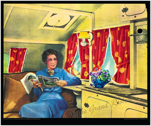 Vintage Trailer Print - 1930s Interior - VERY Relaxed Trailer Gal - Wildly Tinted!