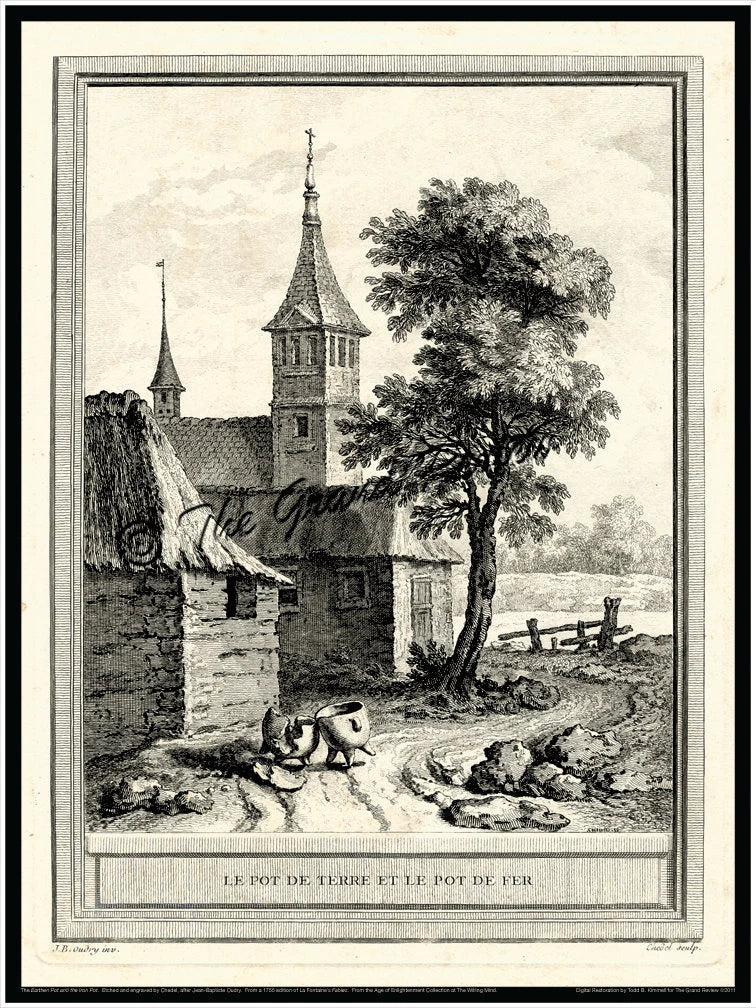 PRINT Le Pot De Terre Et Le Pot De Fer - 1755 - La Fontaine's Fables - Pre Revolution France - French Literature - Real French Country Style