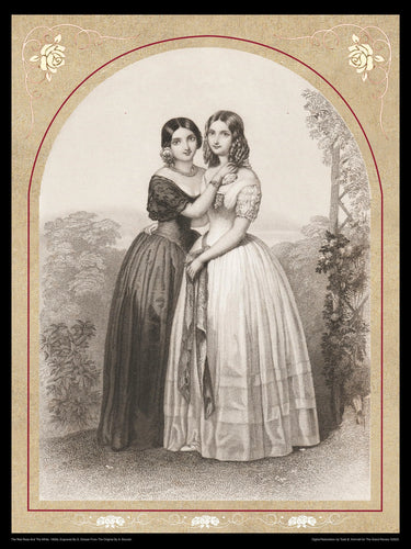 Beautiful 1850s Distaff Vignette - The Red Rose And The White