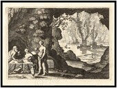 Antique Biblical Print - Lot and his Daughters - Sodom and Gomorrah - Classical Nudes - History of Wine