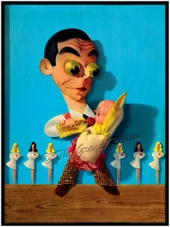 Large Print of Google Eyed Eddie Cantor in 40 LITTLE MOTHERS - 3D Deco Hollywood Pressbook Cover Art - Cantor Meets Esky From Esquire Mag