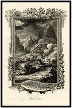 Moses Receives The Ten Commandments - Mount Sinai - Biblical Print - Scheuchzer - Physica Sacra 1731-1735 - Classical Latin Version