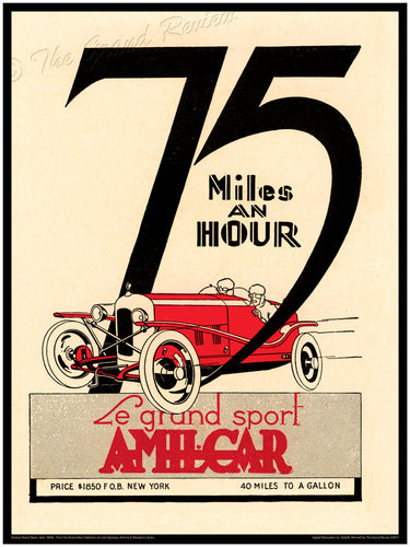 Antique Car Print - Amilcar Grand Sport Cyclecar- 75 Miles an Hour