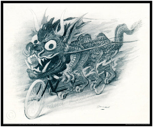 Antique Multi Cycle - Dragon Boats Meet The Dragon Bike - Great Antique Bicycle Print, Large Format Makes A Compelling, Fun Visual Statement