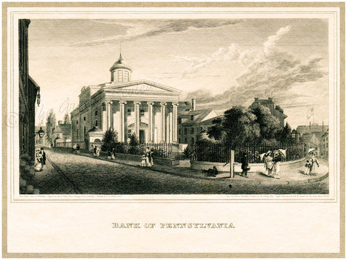 Antique Philadelphia Print - Bank of Pennsylvania