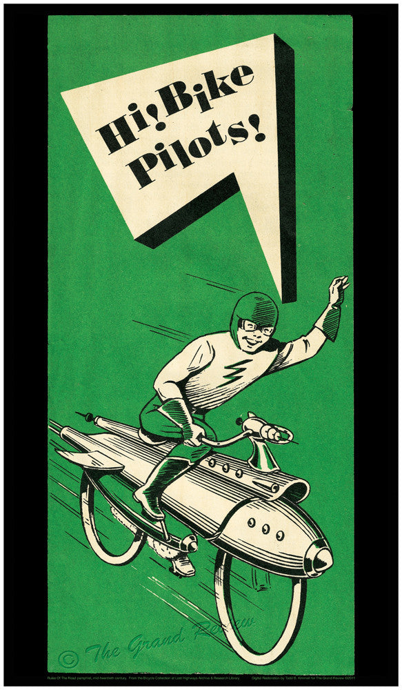 Antique Bicycle - Vintage Bike Print - Space Age Futuristic Rocket Bike Meets Kid With Vigah! Post War 50s Wild Ride!