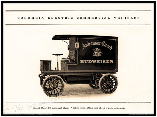 Antique Truck Print - Columbia Electric Bud Delivery Truck - German American - Electric Vehicle - Electric Commercial Vehicle