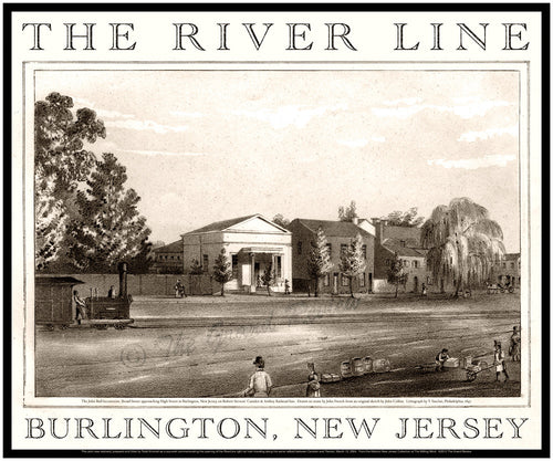 Antique Delaware Valley Print - The John Bull Train - Burlington New Jersey -Camden & Amboy Line