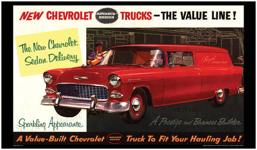 Vintage Truck Print - 1955 Chevy Sedan Delivery - Cherry Red
