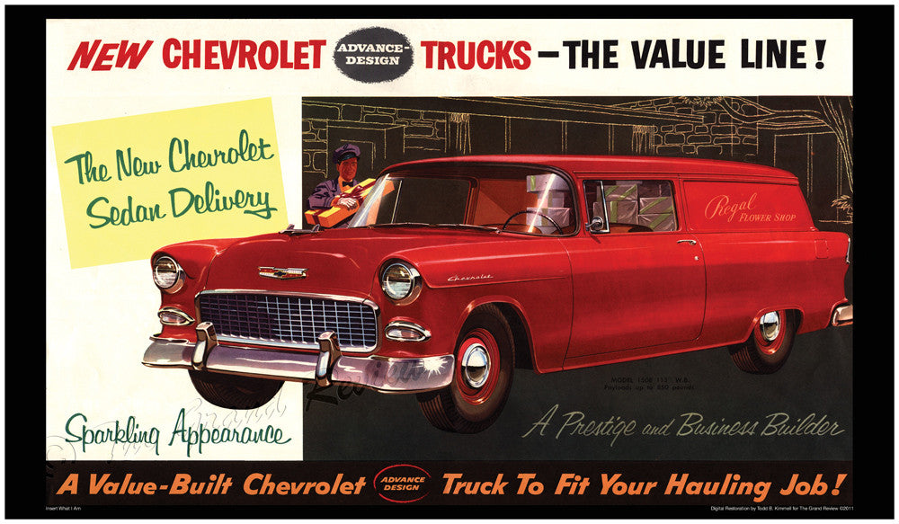 Vintage Truck Print - 1955 Chevy Sedan Delivery - Cherry Red