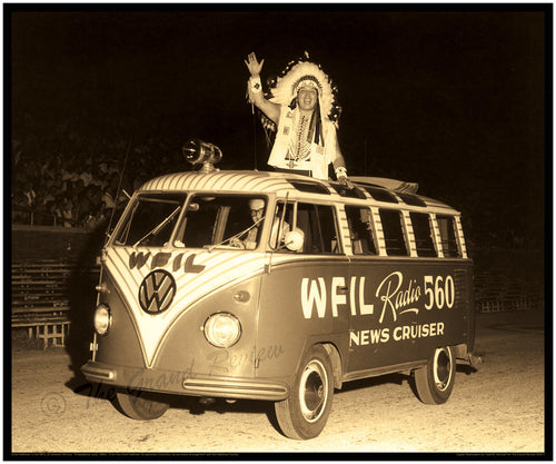 Vintage Car Print - Chief Halftown - The WFIL 23 Window VW Samba Bus