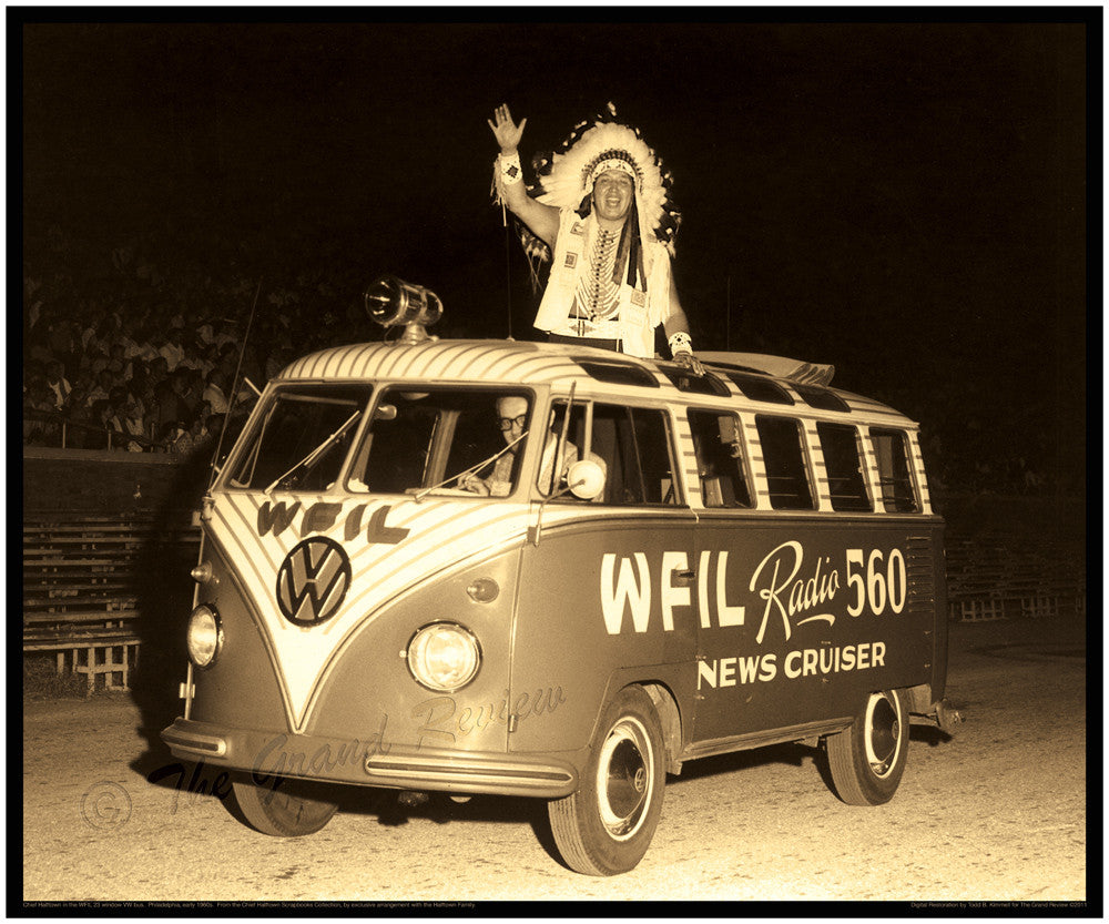 Vintage Car Print - Chief Halftown - The WFIL 23 Window VW Samba Bus
