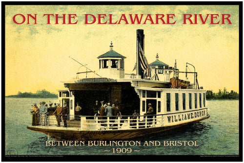 On The Delaware River - Circa 1909 - Burlington New Jersey to Bristol Pennsylvania - Calm Waters And Colorful Hats