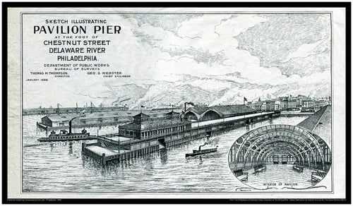 Antique Philadelphia Print - The Delaware River Pavilion Pier, proposed 1899 - CHESTNUT STREET