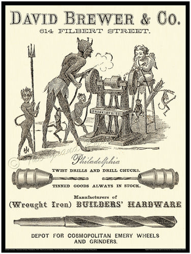 Antique Philadelphia Print - The Devil Grinders