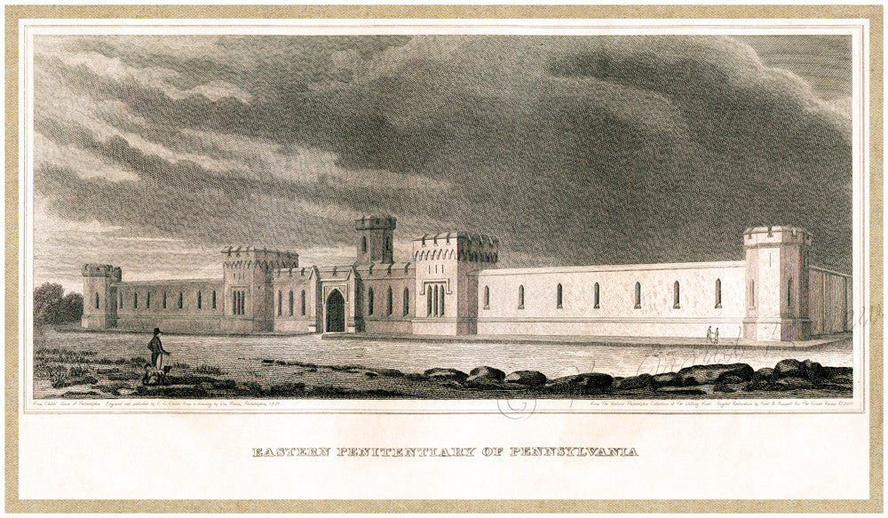 Antique Philadelphia Print - Eastern State Penitentiary - Federal Period Philadelphia