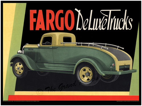 Antique Truck Print - Fargo Deluxe Trucks - Tow Truck Body - Forest Fire Hose Delivery Body