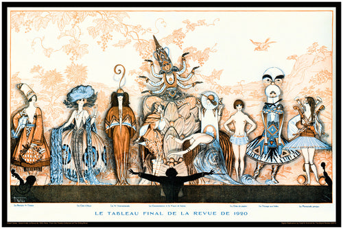 1920 Spectacular Finale Tableau, FRENCH CABARET Print - Fantastic, Elegant Costumes - Semi Nude All Girl Revue, Tres Sexy!