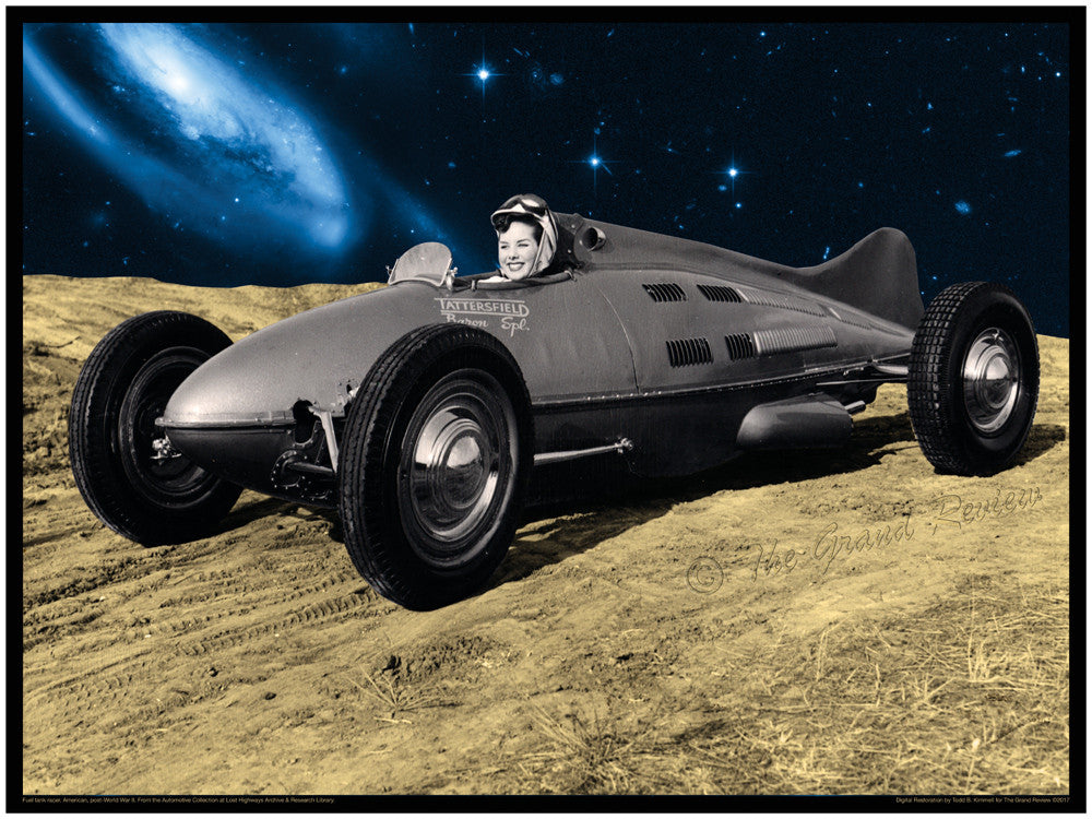 Vintage Car Print - The Tattersfield Baron Special - The Streamliner of Bellytank Racers - Late 1940s