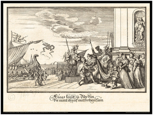 Classical Print - Ovidii Metamorphosis - 1641 Old German Edition - Aeneas and Dido - Virgil as seen through the lens of the Renaissance