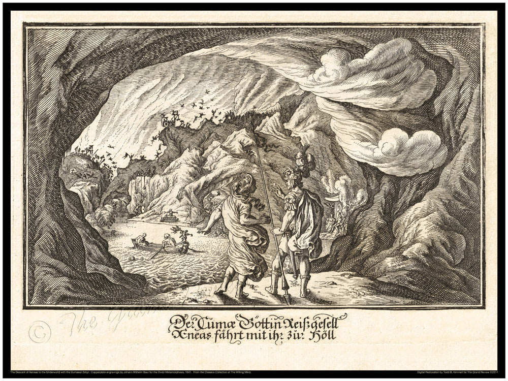 Classical Print - Ovidii Metamorphosis - 1641 Old German Edition - The Descent of Aeneas to the Underworld with the Cumaean Sibyl