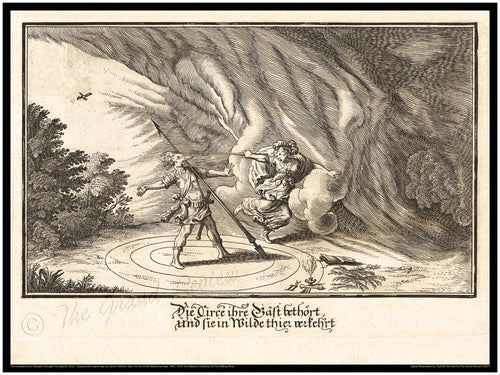 Classical Print - Ovidii Metamorphosis - 1641 Old German Edition - Companions of Ulysses changed into pigs by Circe.