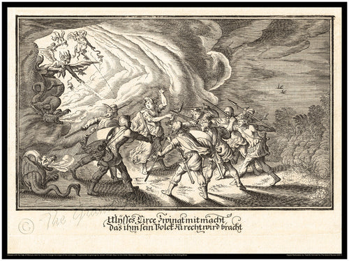 Classical Print - Ovidii Metamorphosis - 1641 Old German Edition - Ulysses - Circe - Pigs - Harpies - Witches - Monsters - Dragons