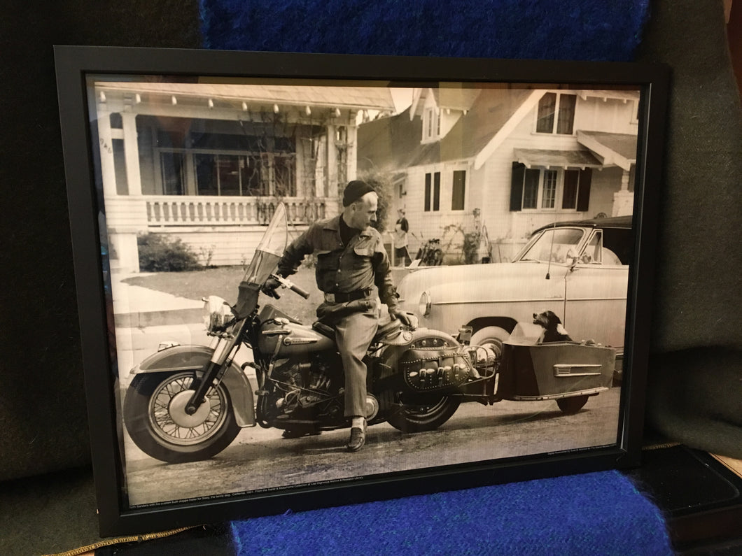 VINTAGE HARLEY DAVIDSON, Vintage Trailer Print - Lovingly Home Made For A Jack Russell - Suicide Shift - 1950