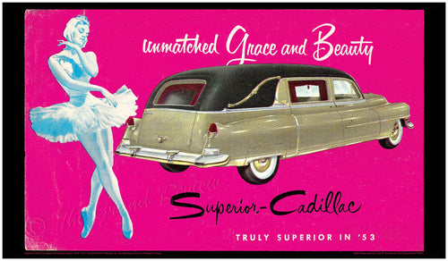 Vintage Car Print - 1953 Superior Cadillac Hearse - Cadillac Fins - Cadillac Ranch - The Black Swan