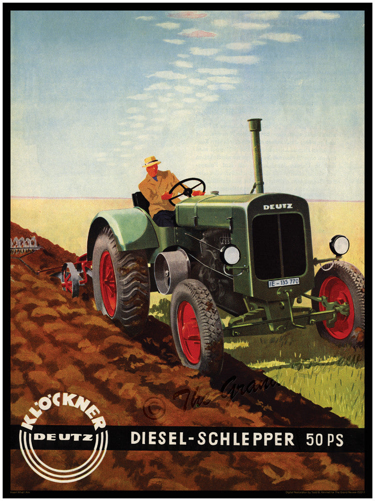 Antique Tractor Print - Klockner Deutz Diesel Schlepper 50PS - German Farming