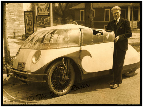 Antique Car Print - The Lightning Bug - Homebuilt Streamline Bubble Car - Ultralite