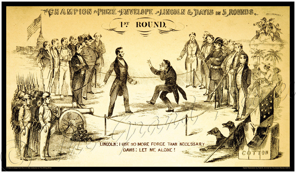 Civil War print - Round 1 - Abraham Lincoln versus Jefferson Davis - Abraham Lincoln - Wrestler or Wrastler