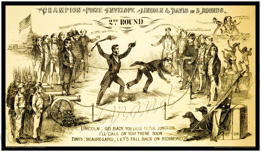 Civil War print - Round 2 - Abraham Lincoln versus Jefferson Davis - Abraham Lincoln - Wrestler or Wrastler